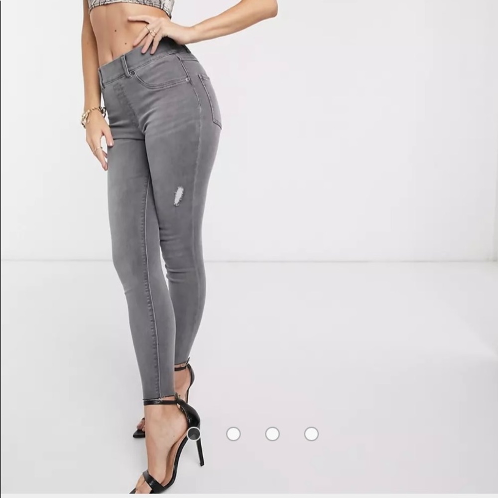 Spanx Grey Wash Distressed Skinny Jeans